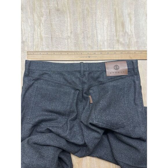 Bogner Vintage Women’s Virgin Wool Pants Trousers Gray 14 Long Wide Leg Pockets - Picture 5 of 6
